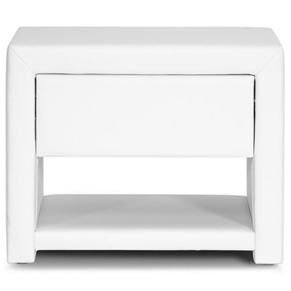 Baxton Studio Massey 1-Drawer Nightstand in White, , large