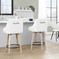 LumiSource Hannah Swivel Counter Stool with White Faux Leather Upholstery in Whitewashed and Black (Set of 2), , large