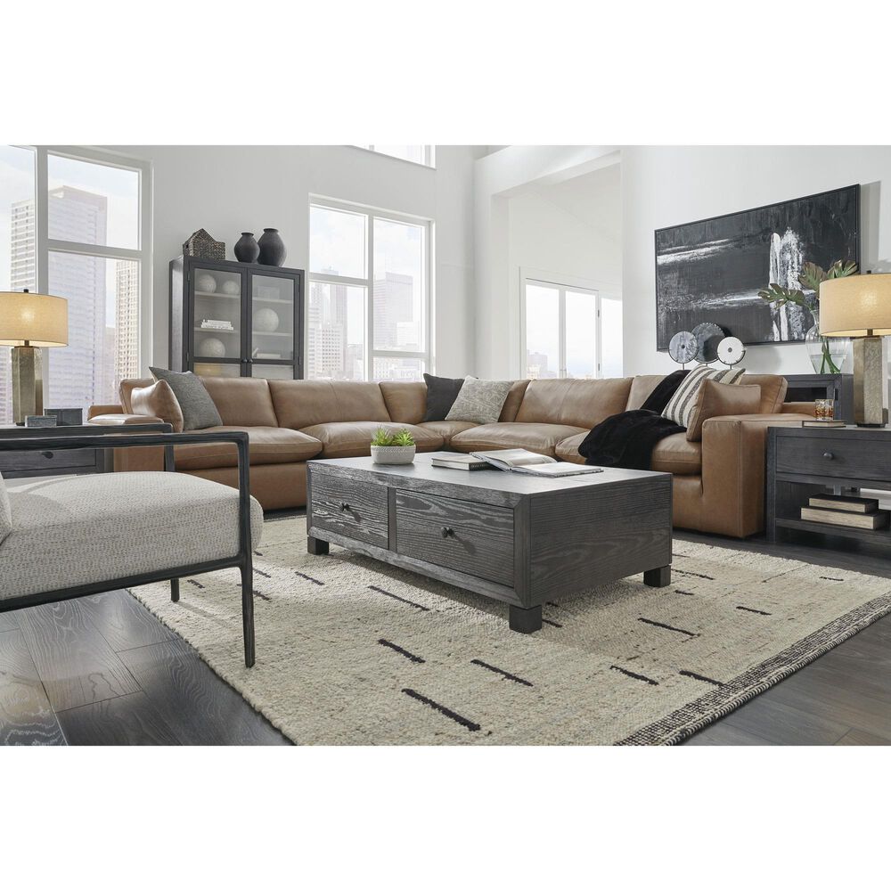 Ashley Emilia 5-Piece Stationary Reversible Sectional in Caramel, , large