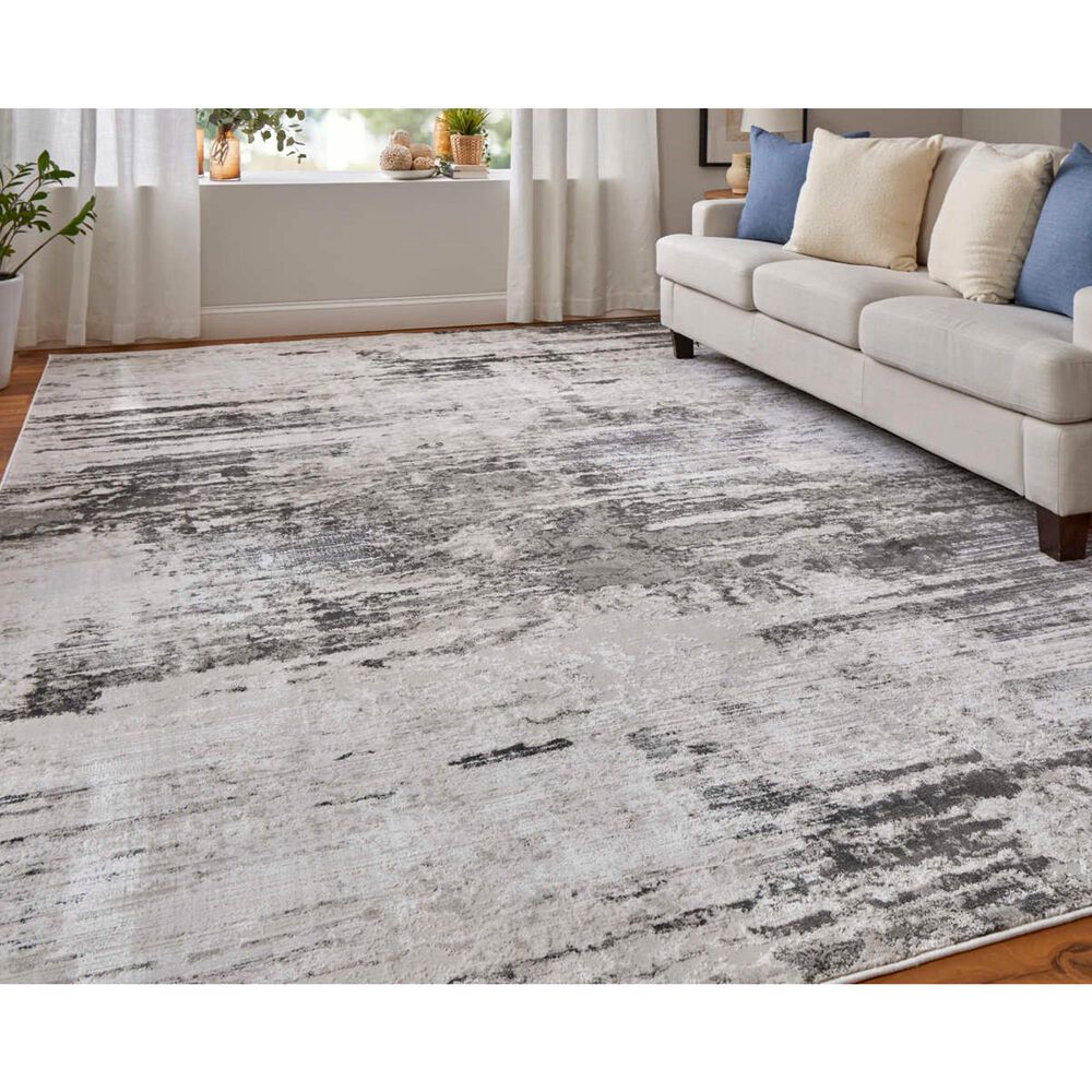 Feizy Prasad Ivory and Charcoal 10' x 13'2" Area Rug, , large