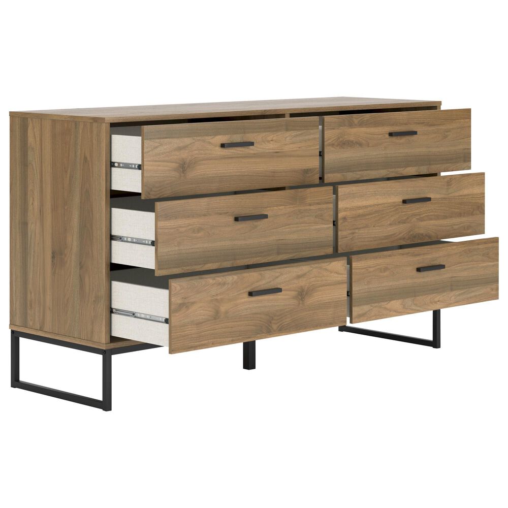 Ashley Deanlow 6-Drawer Dresser in Honey Brown and Dark Pewter, , large