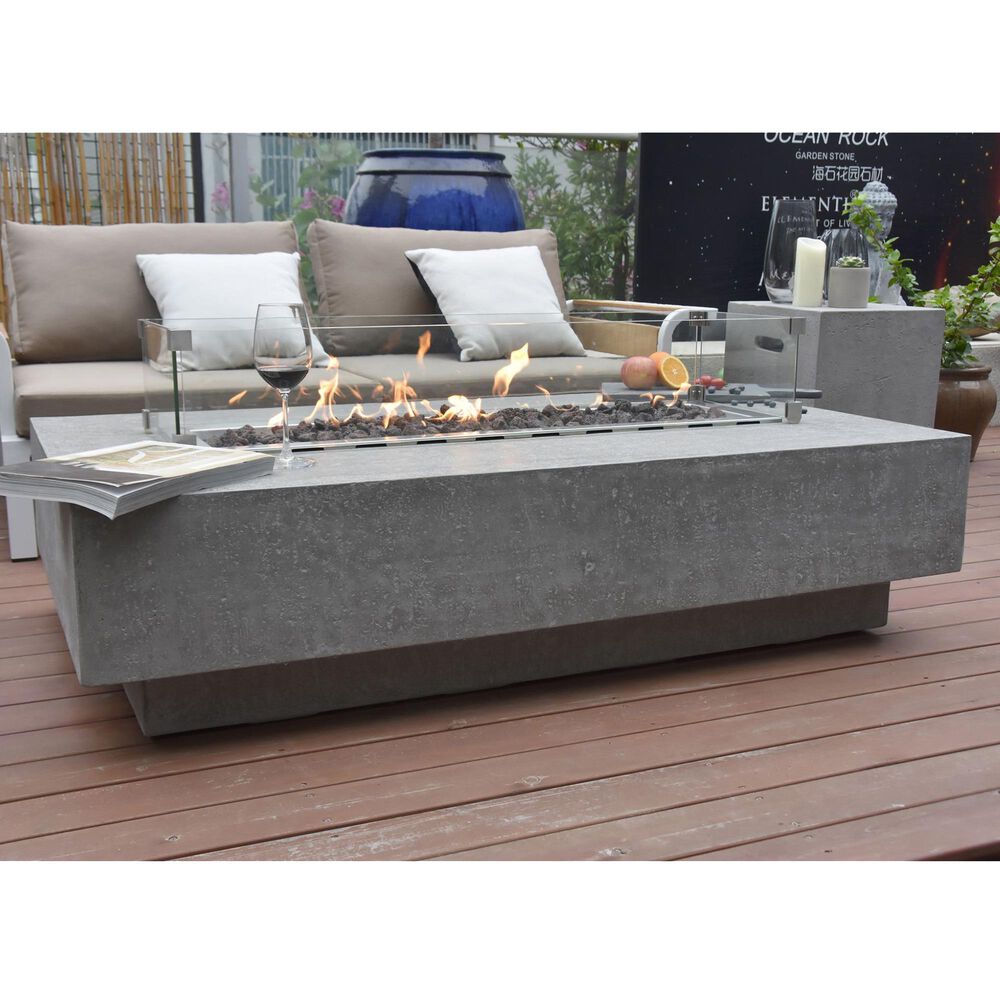 Elementi Fire Hampton Rectangle Natural Gas Fire Table in Gray, , large
