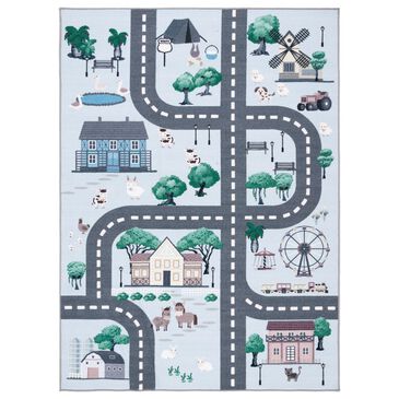 Safavieh Kids Playhouse KPH235M 4"4" x 6" Blue and Dark Grey Rug, , large