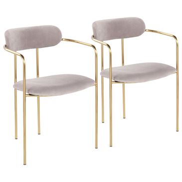Lumisource Demi Arm Chair with Silver Cushion in Gold (Set of 2), , large