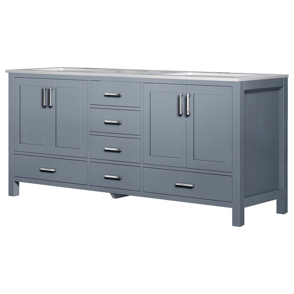 Lexora Home Jacques 72" Double Bathroom Vanity in Dark Grey with White Carrara Marble Top and Rectangle Sinks, , large