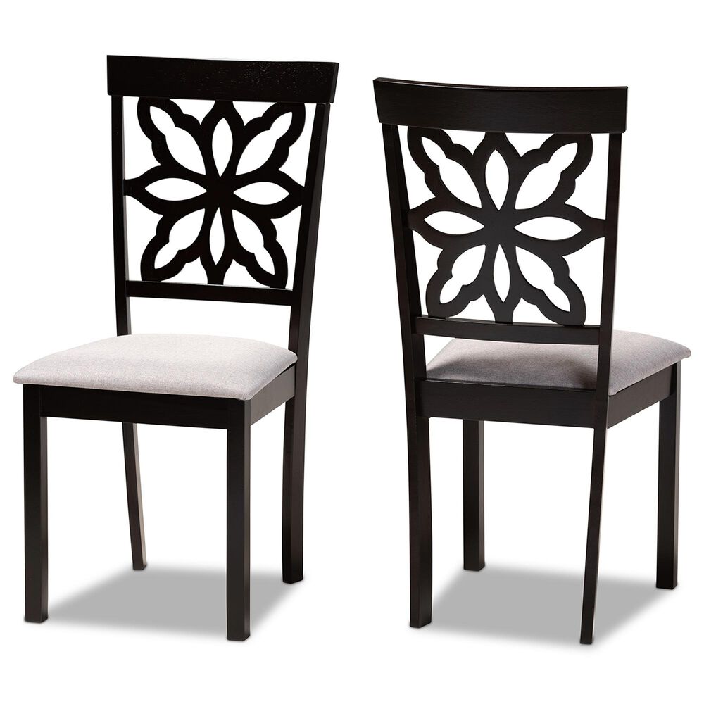 Baxton Studio Samwell Side Chair with Grey Cushion in Dark Brown (Set of 2), , large