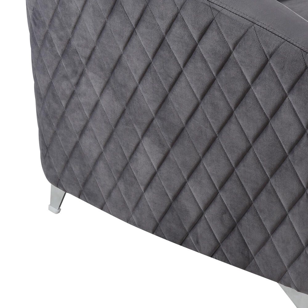 HOMLUX Diamond Accent Arm Chair in Gray, , large