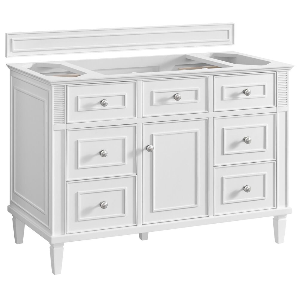James Martin Vanities Lorelai 48&quot; Single Vanity in Bright White with 3 cm Carrara White Marble Top, , large