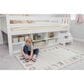 Birch Hollow Scandinavian Low Loft Twin Bed with Bookcase and Stepstool in White, , large