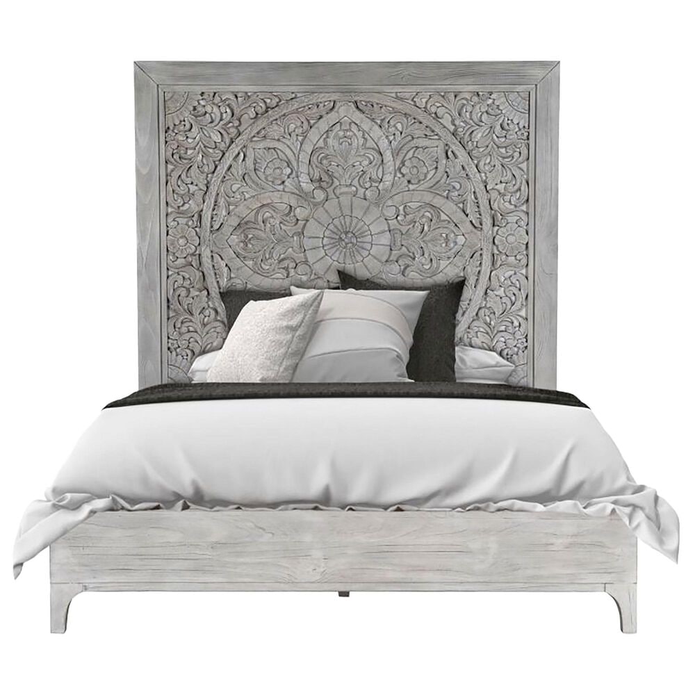 Urban Home Boho Chic King Platform Bed in Washed White, , large