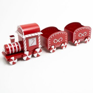 The Gerson Company 26.1"L Metal Holiday Candy Design Train in Red, , large