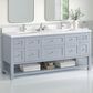 James Martin Vanities Breckenridge 72" Double Bathroom Vanity in Serenity Blue with Single Hole 3 cm White Zeus Quartz Top and Rectangular Sinks, , large