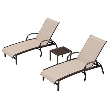 HOMLUX 3-Piece Patio Chaise Lounge Set in Khaki, , large