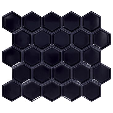 Dal-Tile Artefino Jewel Obsidian 2.5" Framed Hexagon on 12" x 14" Porcelain Mosaic Sheet, , large