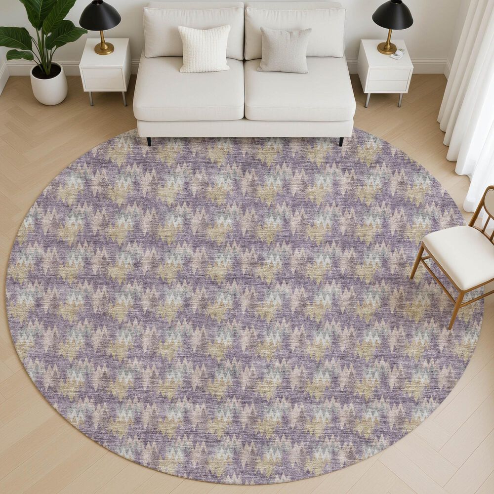 Dalyn Rug Company Soft Essentials Chevron Plum 8' Round Area Rug, , large