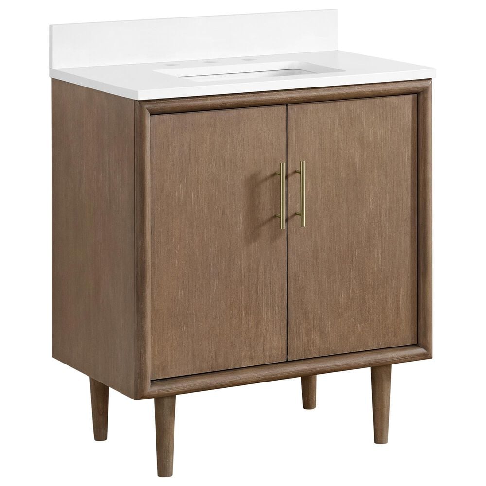 37B Mertola 30" Single Bathroom Vanity Cabinet in Walnut Drift with White Composite Stone Top and Backsplash, , large