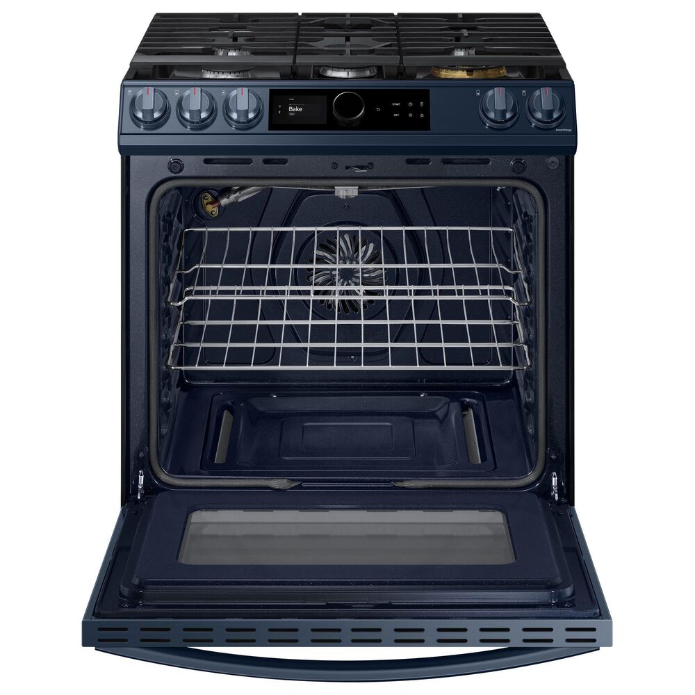 Samsung Bespoke Smart Slide-in Gas Range 6.0 cu. ft. w/ Smart Dial, Air Fry &amp; Wi-Fi in Navy Steel, , large
