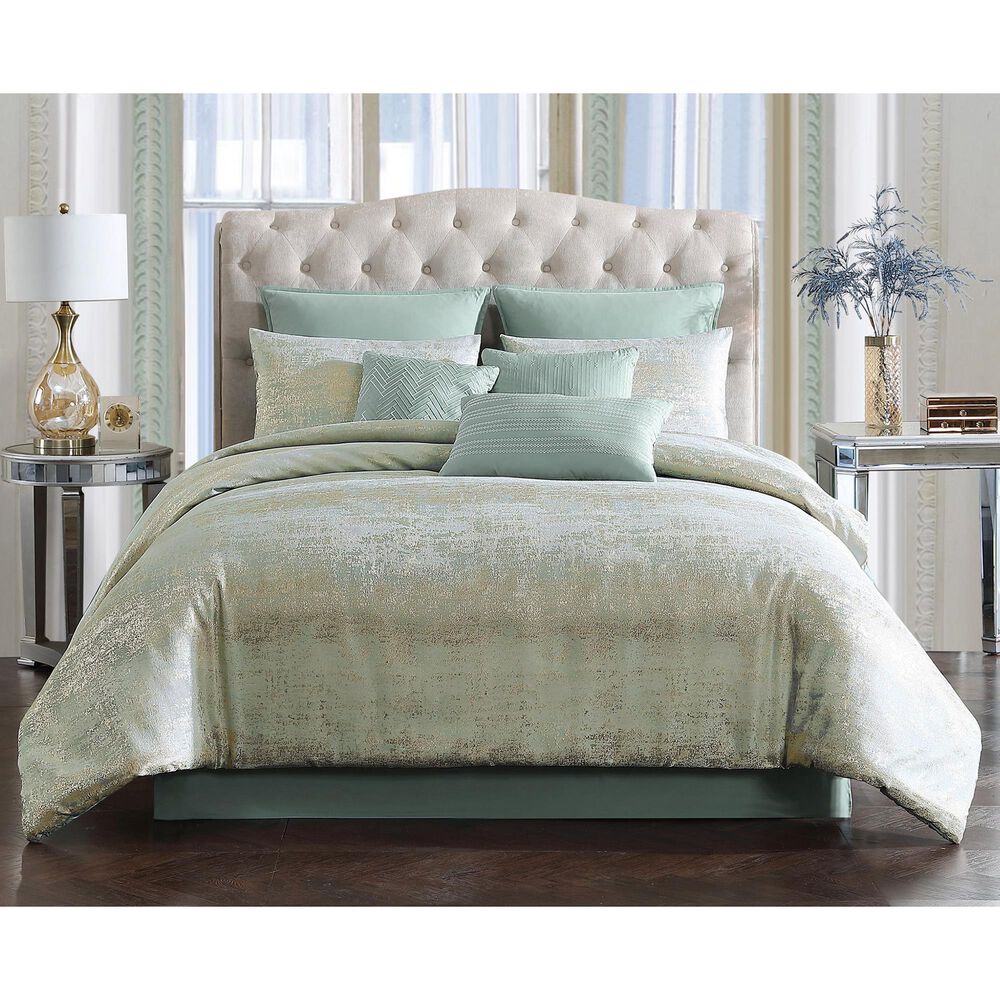 Hallmart Collectibles Vivian 9-Piece Queen Comforter Set in Gold and Mint, , large