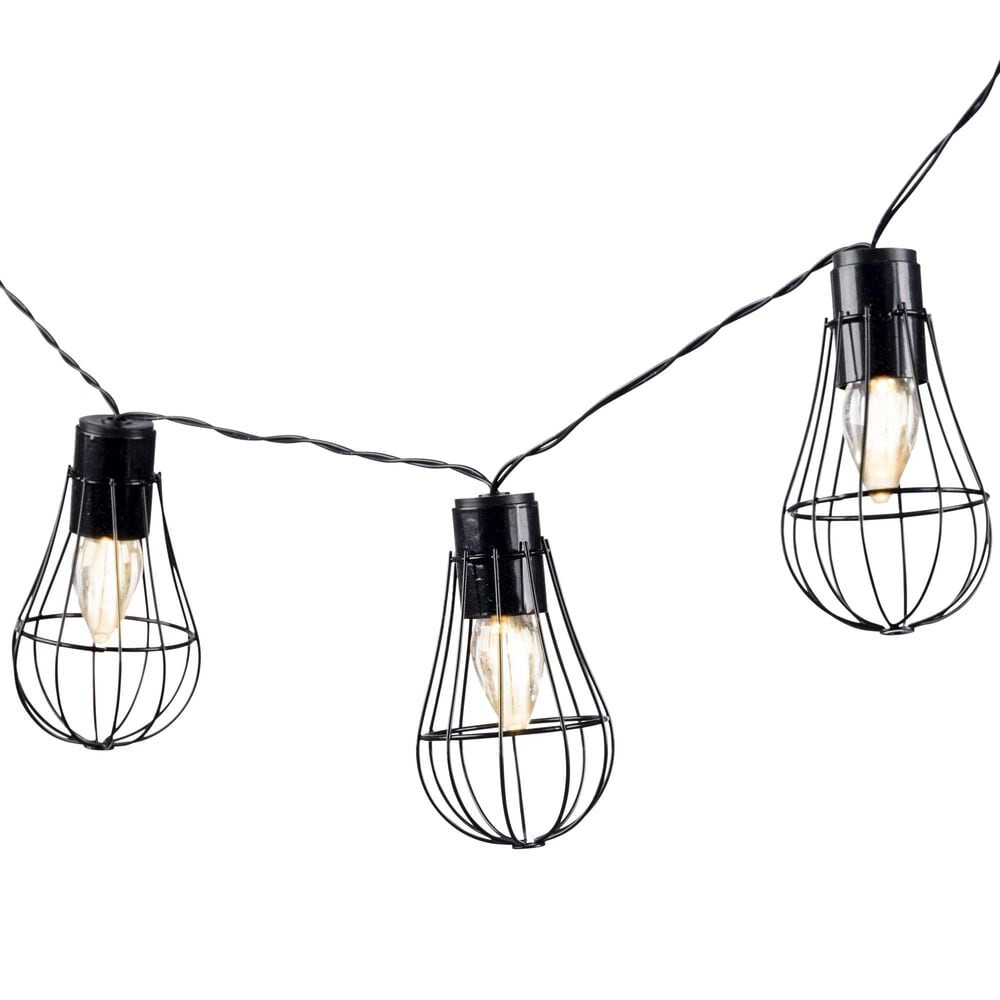 The Gerson Company 6" Solar Patio String Lights with Warm White LED Bulbs in Black, , large