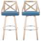 LumiSource Charlotte Swivel Bar Stool with Blue Fabric Upholstery in Whitewashed and Chrome (Set of 2), , large