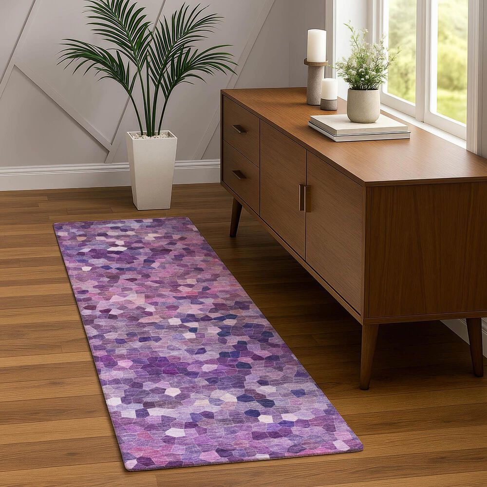 Dalyn Rug Company Kaleidoscope Plum 2'3" x 7'6" Indoor/Outdoor Runner, , large