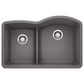 Blanco Diamond 32" 1-3/4 Reverse Double Bowl Kitchen Sink with Low Divide in Cinder, , large
