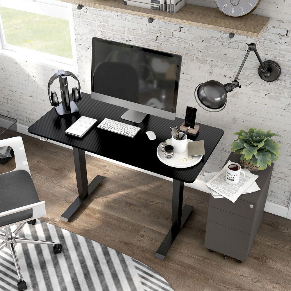 Furniture of America Villalobos Adjustable Office Desk in Black, , large