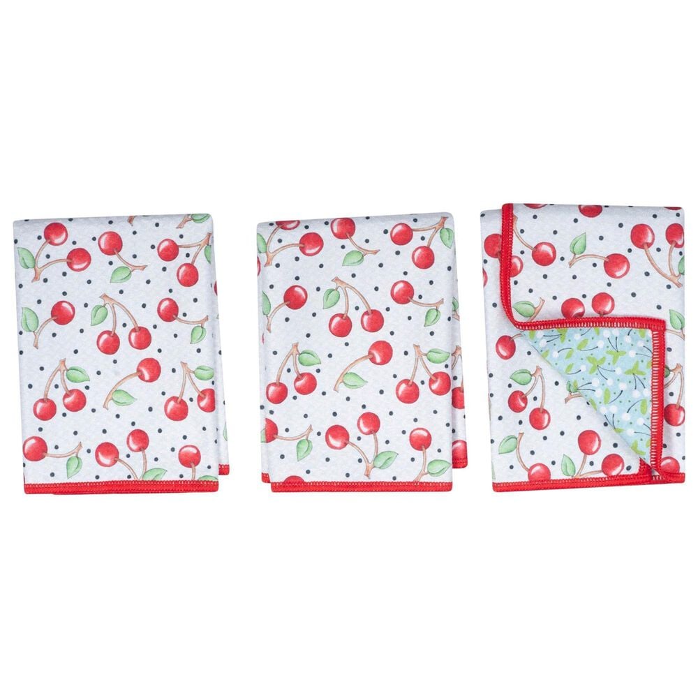 Once Again Home Cherry Harvest Reversible Mighty Mini Towel in Red &#40;Set of 3&#41;, , large