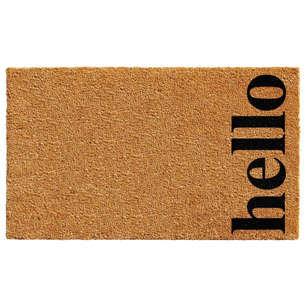 Callaway Vertical Hello 2" x 3" Natural and Black Door Mat, , large
