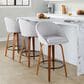LumiSource Matisse 26" Swivel Counter Stool with Grey Fabric Upholstery in Walnut and Black (Set of 2), , large