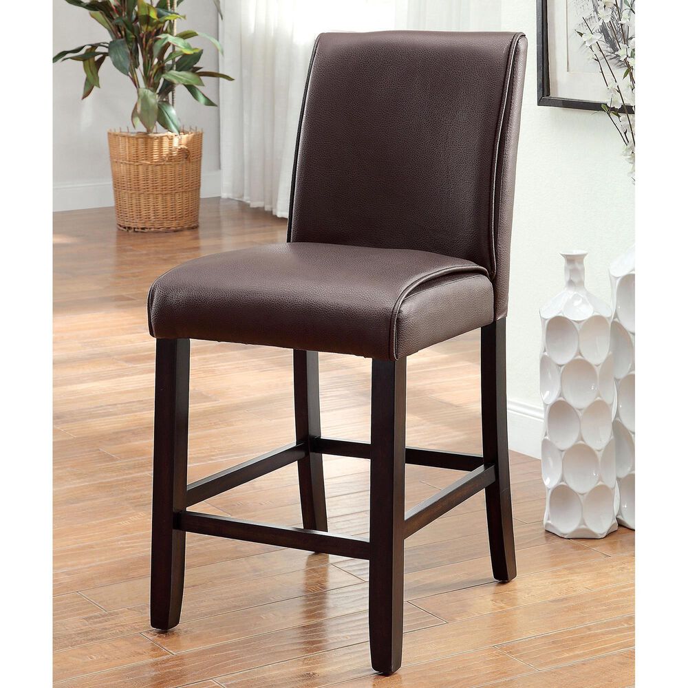 Furniture of America Armstead Counter Height Chair in Dark Walnut &#40;Set of 2&#41;, , large