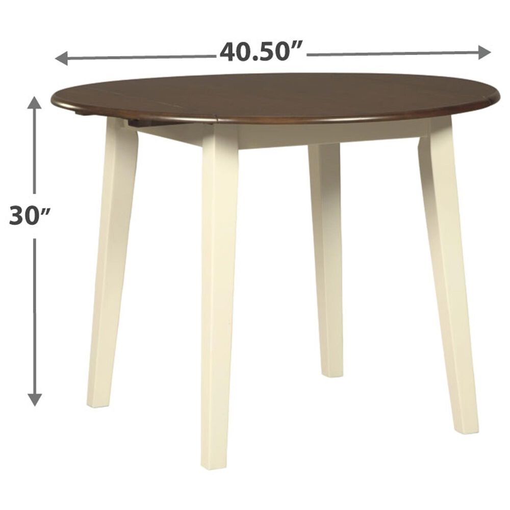 Ashley Woodanville Round Dining Table with 2 Drop Leaves in Cream and Brown - Table Only, , large