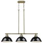 Golden Lighting Duncan 3-Light Pendant with Black Shade in Aged Brass, , large
