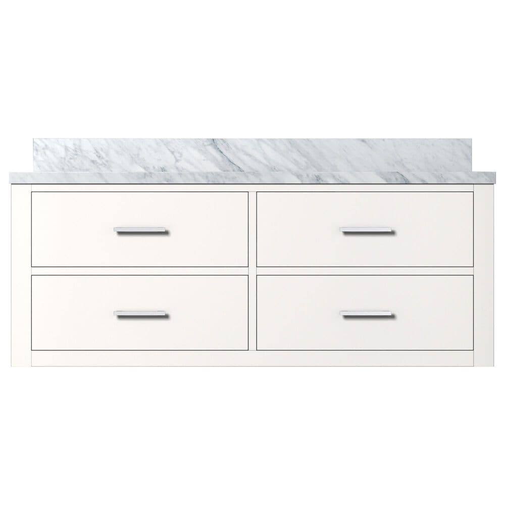 Lexora Home Castor 48&quot; Single Bathroom Vanity in White with 2 cm White Carrara Marble Top and Rectangular Sink, , large