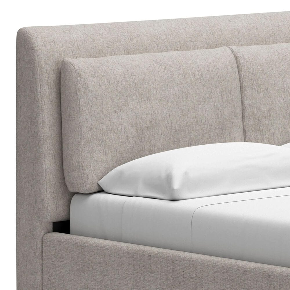 Millenium Cabalynn California King Oatmeal Upholstered Platform Panel Bed in Light Brown, , large