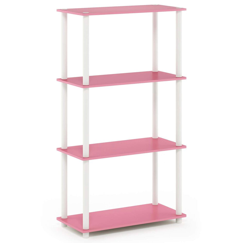 HOMLUX Turn-N-Tube 4-Tier Multipurpose Shelf Display Rack in Pink and White, , large