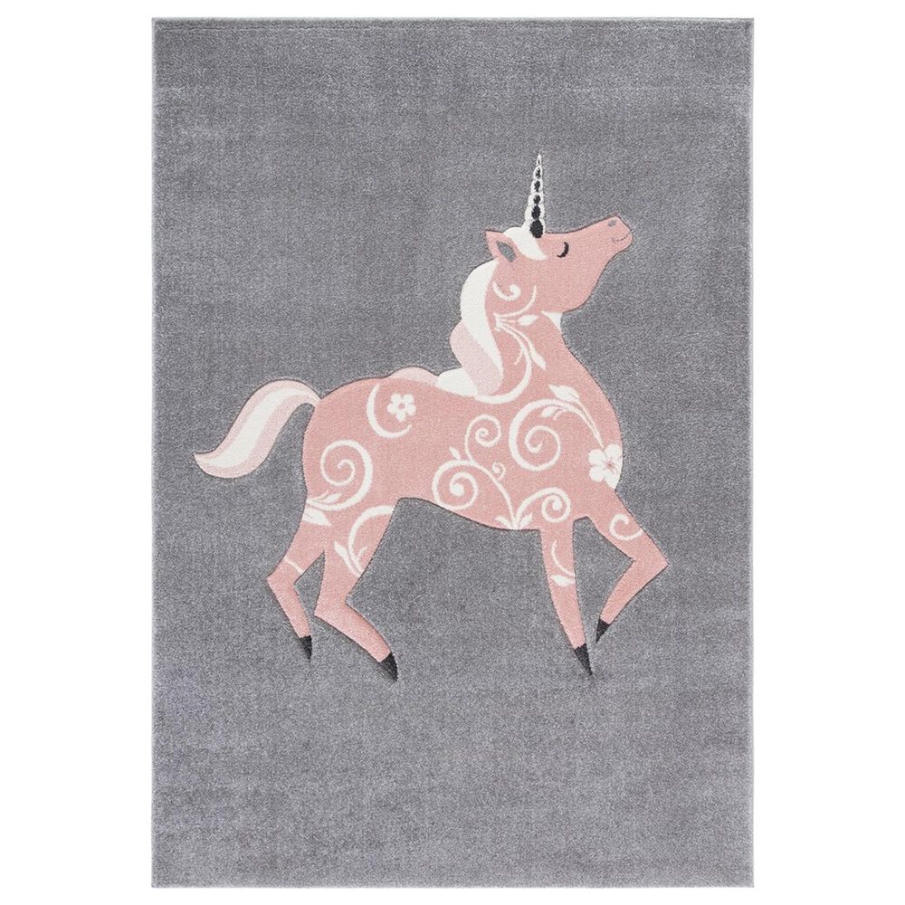 Safavieh Carousel Animals 4" x 6" Grey and Pink Kids  Area Rug, , large