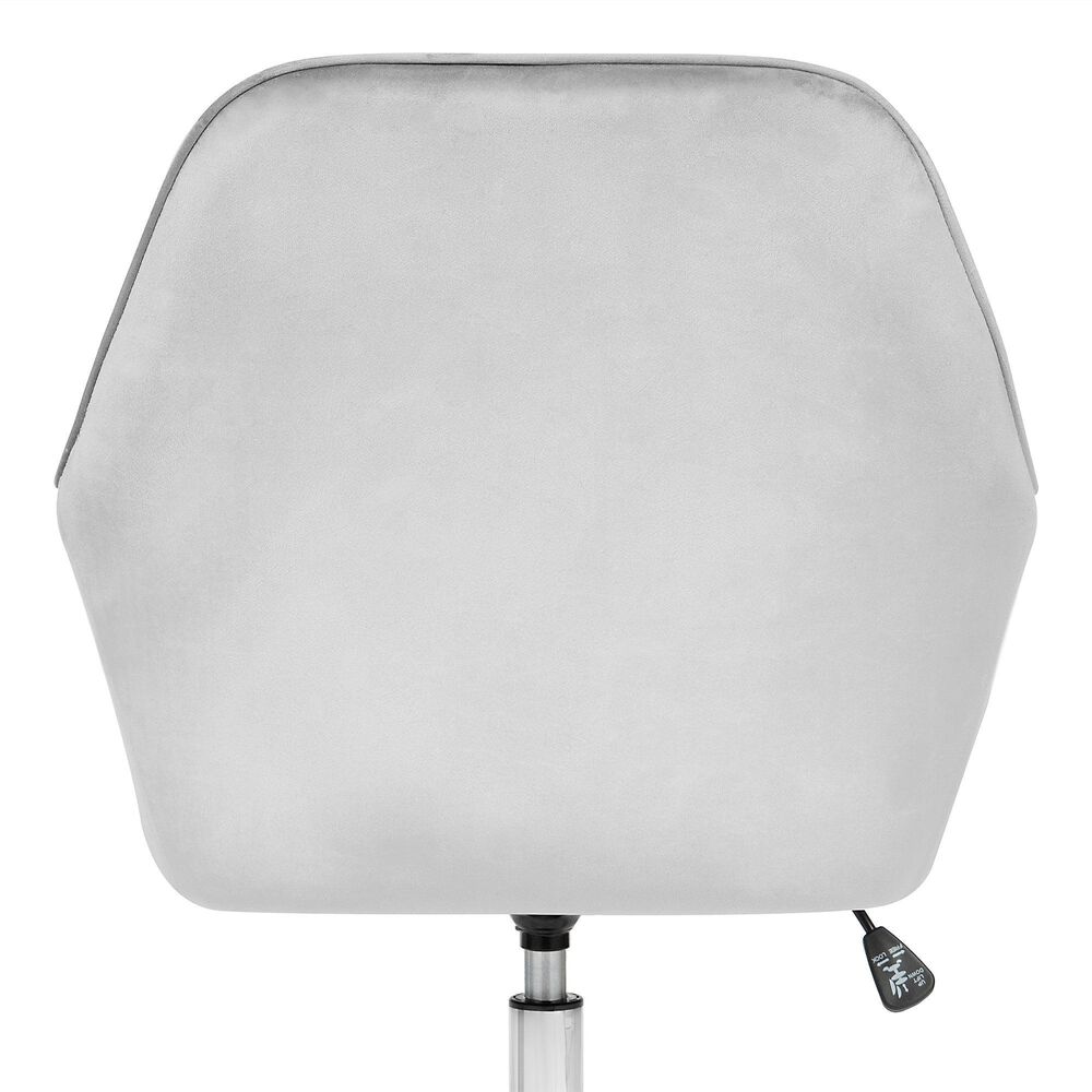 Impressions Vanity Kelly Swivel Vanity Chair with Cool Grey Cushion in Matte Silver, , large