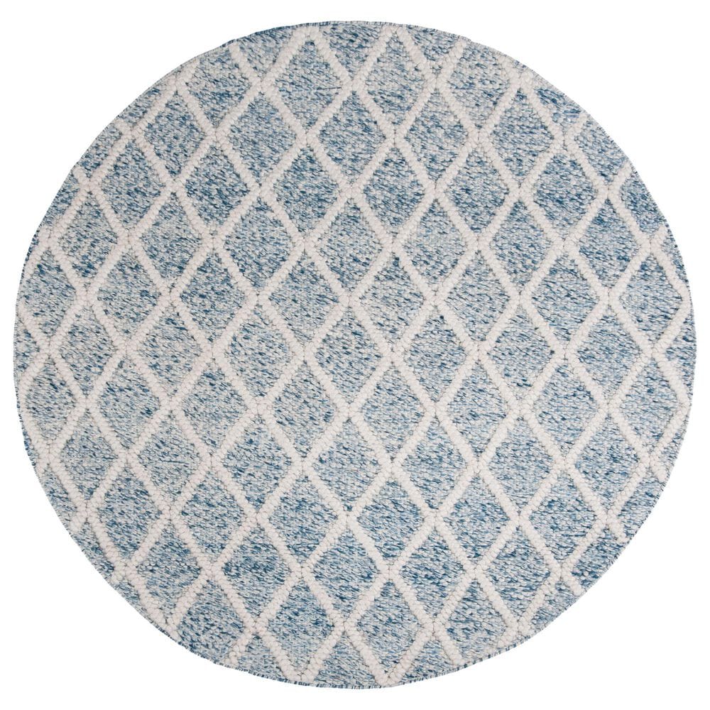Safavieh Natura NAT711B 6" Round Ivory and Blue Area Rug, , large