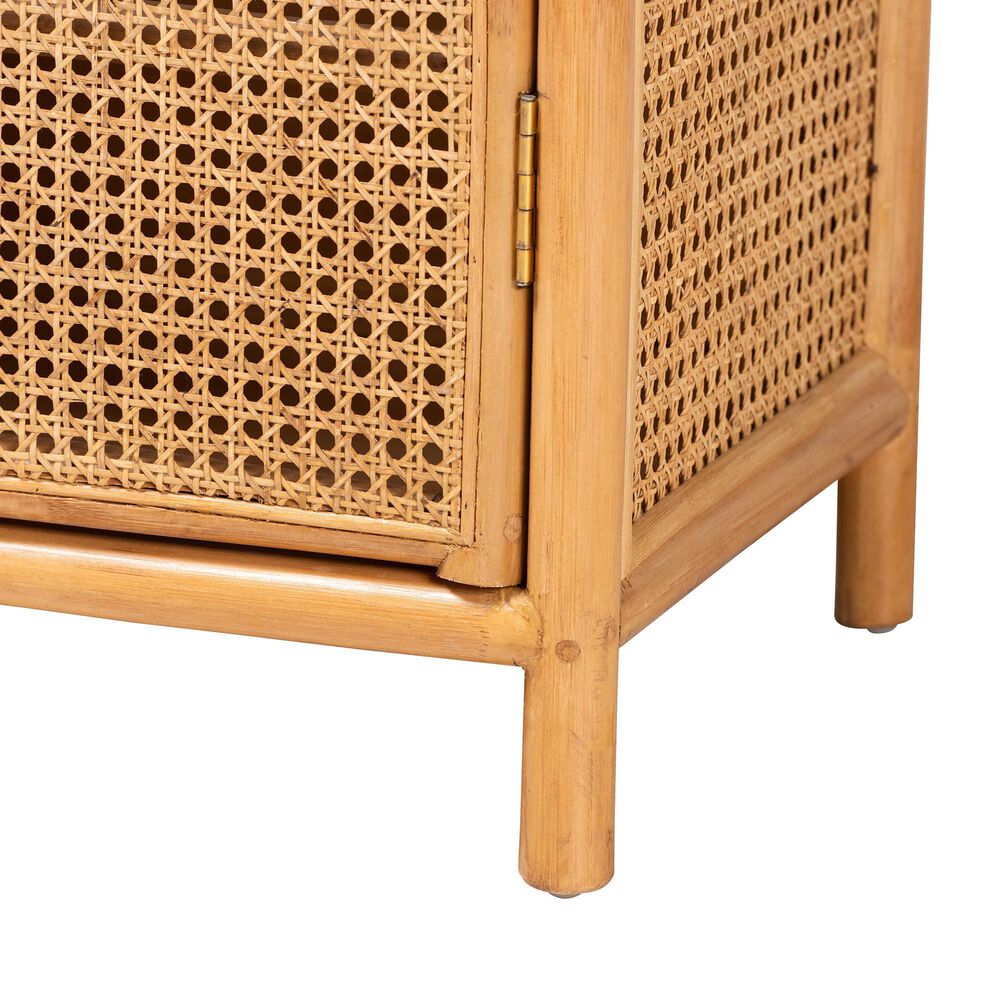 Baxton Studio Curacao 2-Door Rattan Storage Cabinet in Light Honey, , large