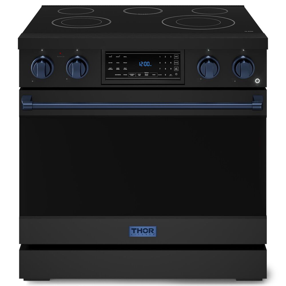 Thor Kitchen Gordon Ramsay 6 Cu. Ft. 36" Professional Electric Range with Navy Blue Handle Kit in Black, , large