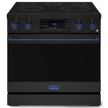 Thor Kitchen Gordon Ramsay 6 Cu. Ft. 36" Professional Electric Range with Navy Blue Handle Kit in Black, , large