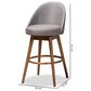Baxton Studio Carra Swivel Bar Stool with Grey Cushion in Walnut (Set of 2), , large