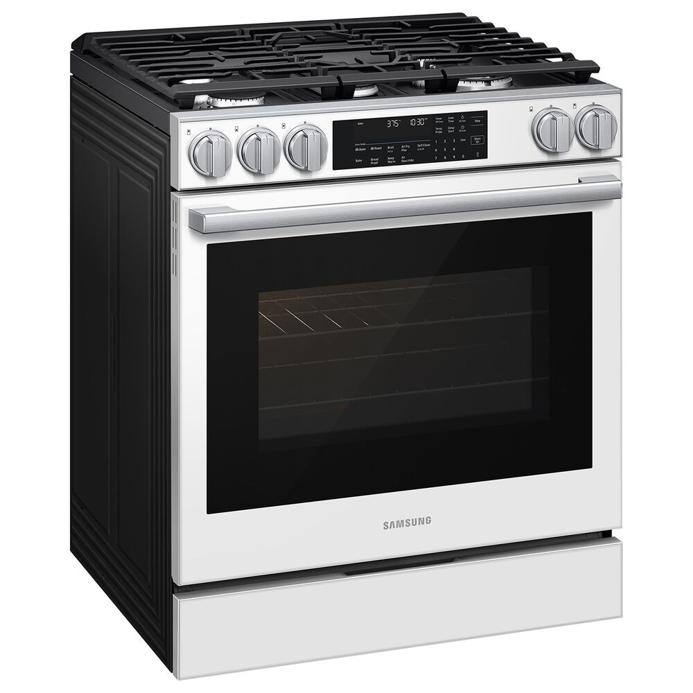 Samsung Bespoke 6.0 Cu. Ft. Smart Slide-In Gas Range with Illuminated Precision Knobs in White Glass, , large