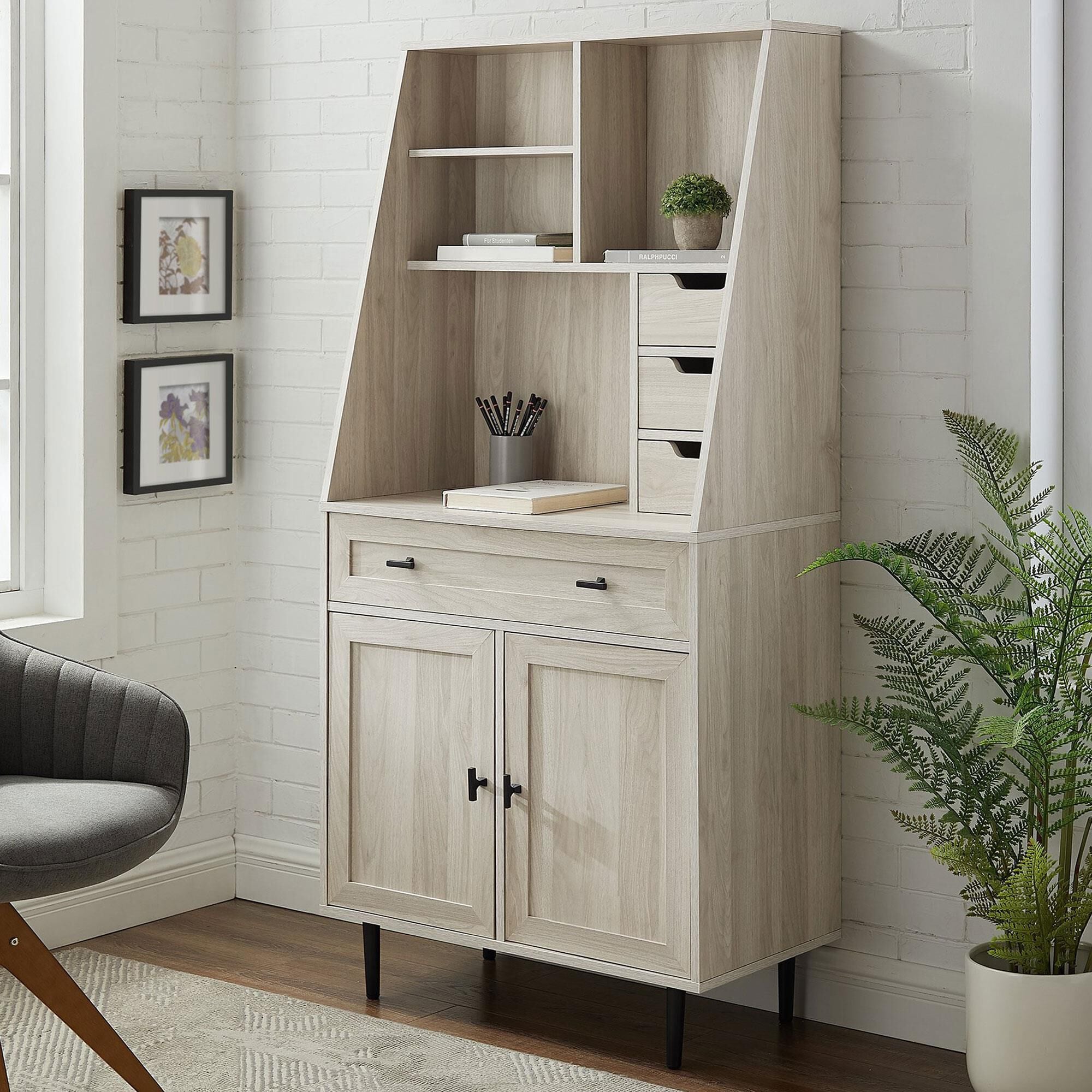 Walker edison desk with outlet hutch