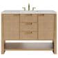 James Martin Vanities Solene 48" Single Bathroom Vanity in Seaside Oak with 3 cm Eternal Jasmine Pearl Quartz Top, Rectangular Sink and FreePower Wireless Charger, , large