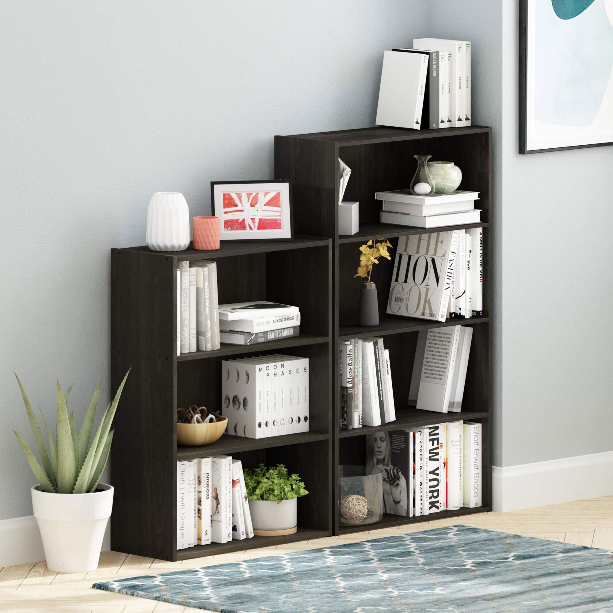 HOMLUX 4-Tier Open Shelf Bookcase in Espresso