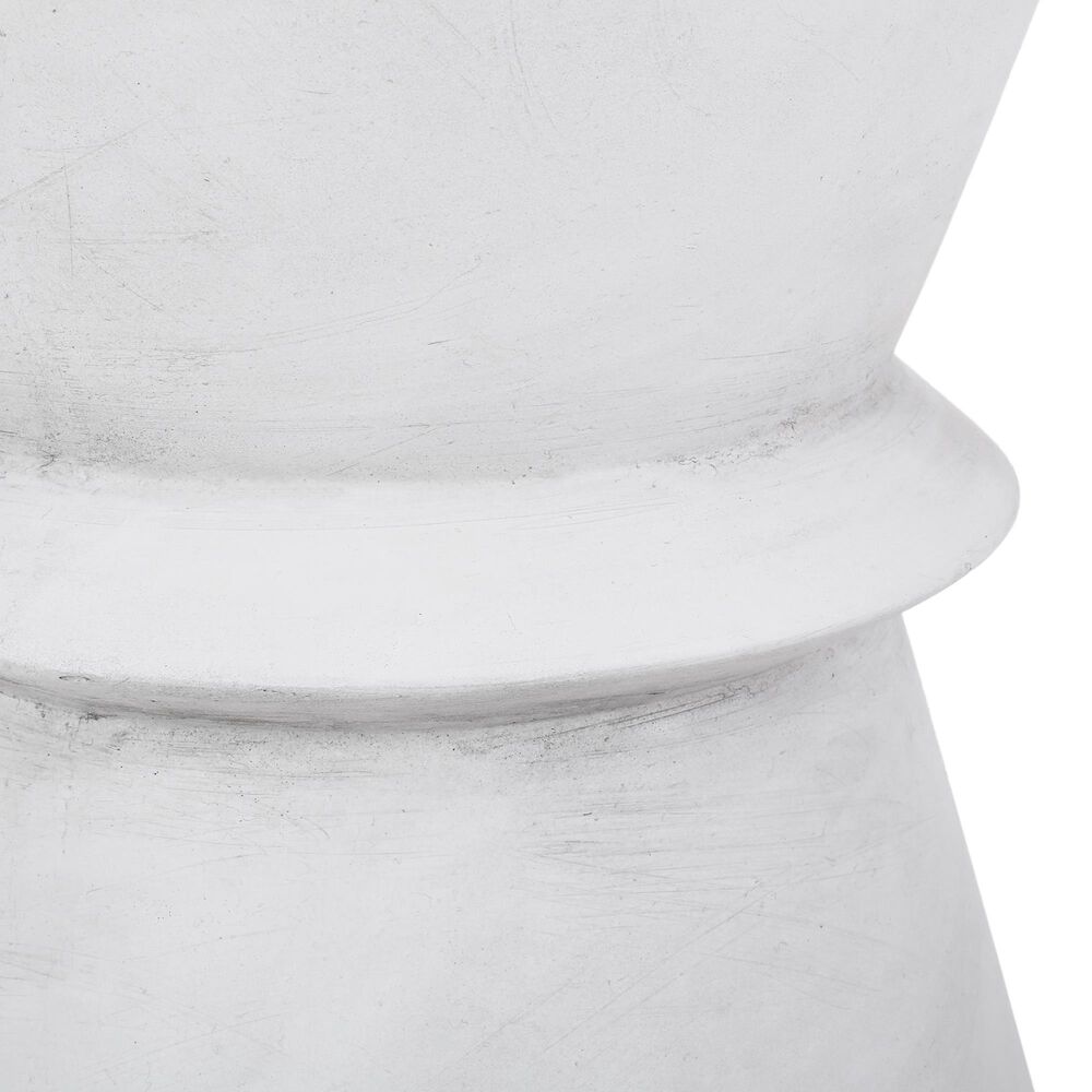 Hearth and Haven Round Patio Side Table with Hourglass-Shaped Base in Antique White, , large