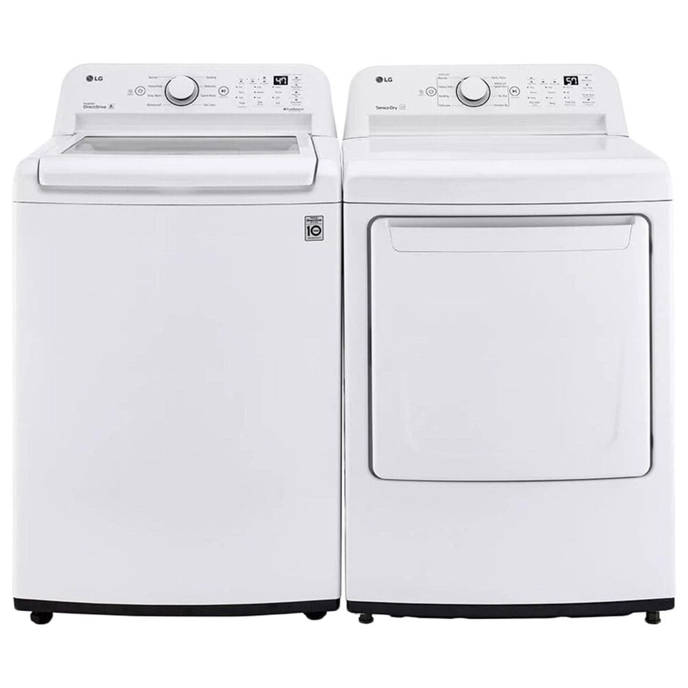 LG 4.3 Cu. Ft. Top Load Washer and 7.3 Cu. Ft. Electric Dryer Laundry Pair in White, , large