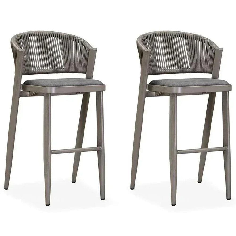 HOMLUX Outdoor Bar Stool with Open-Frame Backrest in Grey (Set of 2), , large